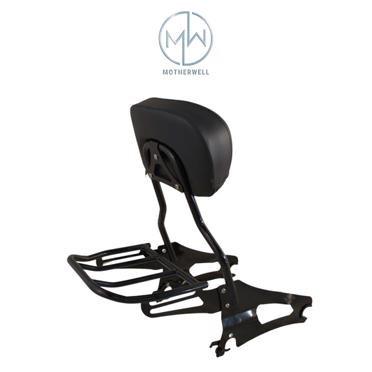 Motherwell Indian Sissy Bar & Luggage Rack Combo MWL-696T-669 Matte Black Gloss Black