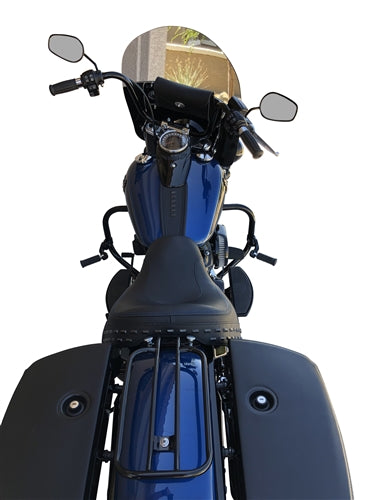 7" Solo Luggage Rack for H-D Heritage Softail Classic & Softail Deluxe Models 2018 & Up. Matte Black finish. kick ass rack 