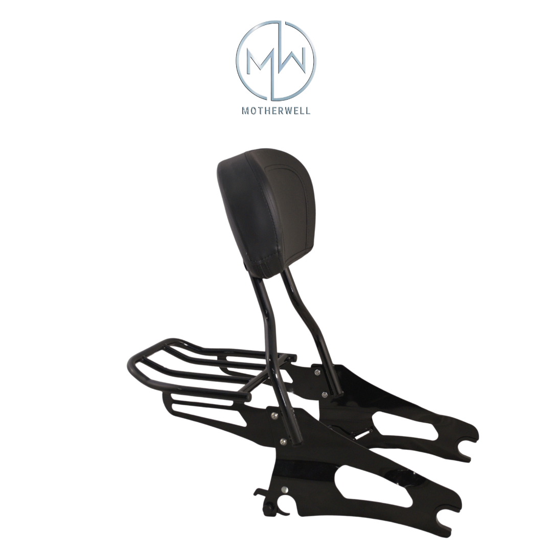 Motherwell Indian Sissy Bar Backrest & Luggage Rack Combo MWL-696S-699 Matte Black