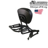 Short gloss black Backrest with pad and luggage Rack for Indian models