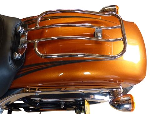 7" Solo Luggage Rack for H-D Heritage Softail Classic & Softail Deluxe Models 2018 & Up. Chrome finish. luggage rack  made in USA 